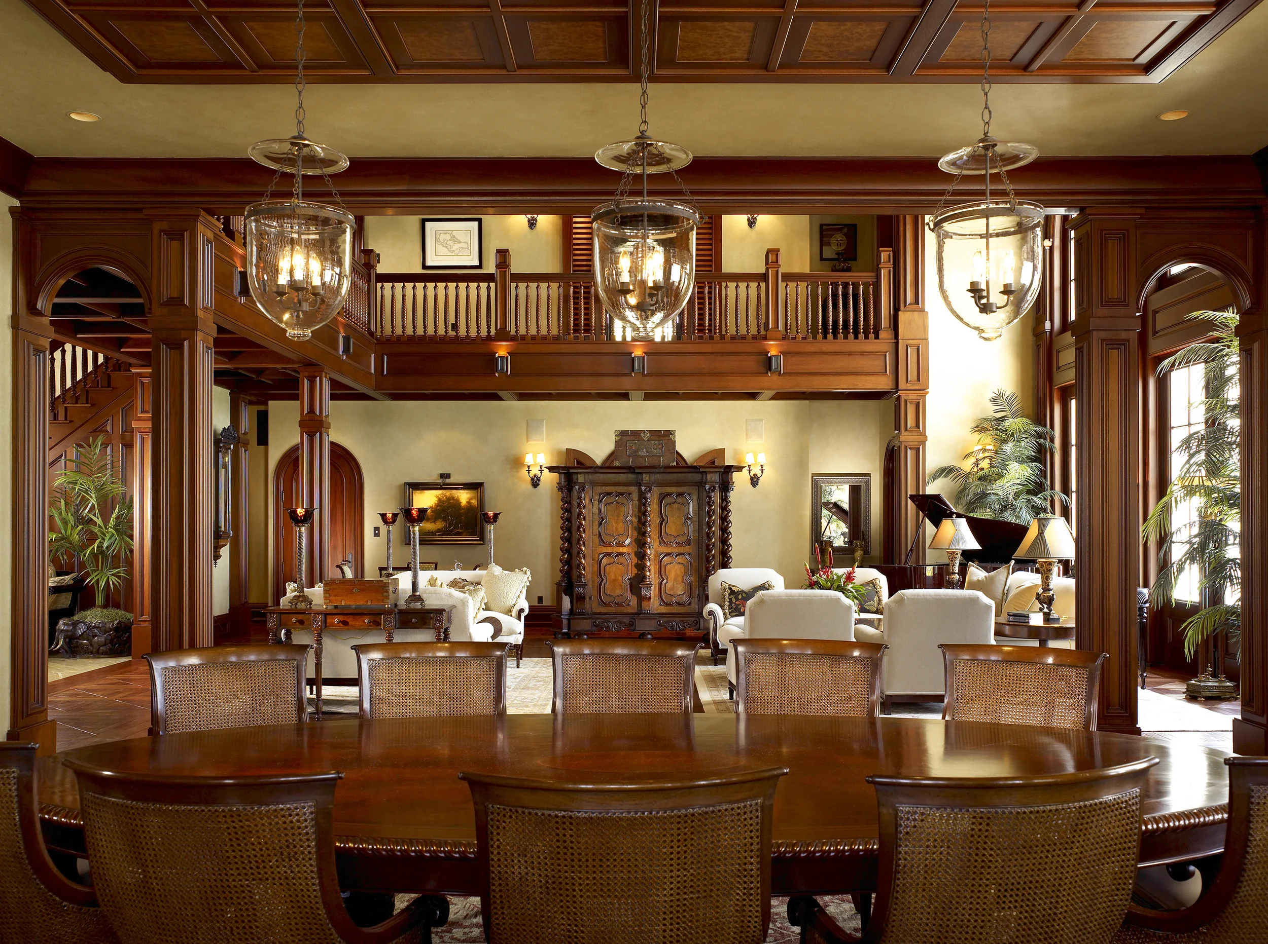Detailed custom architectural woodwork and cabinetry in a private interior.