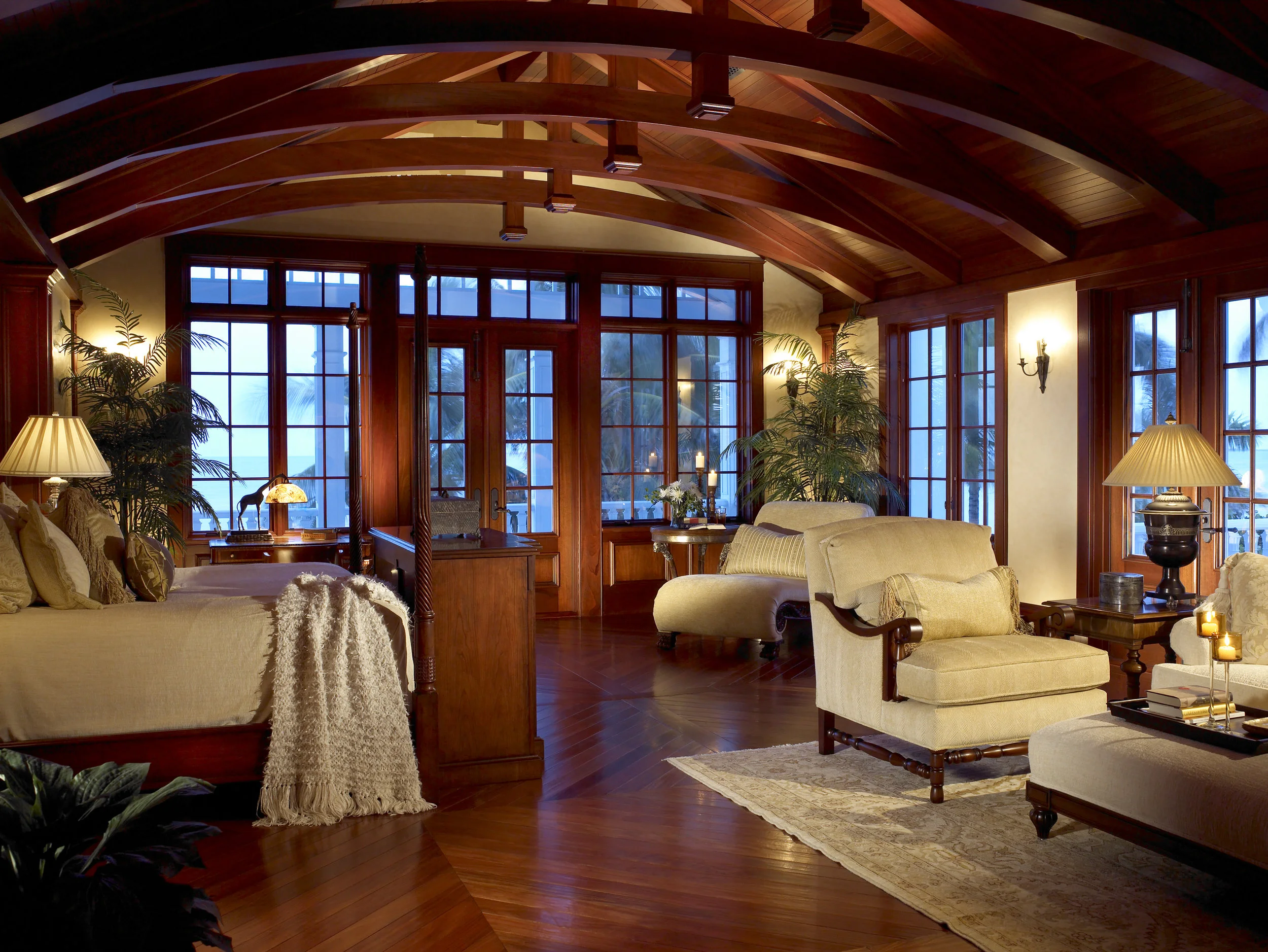 Expansive custom wood interior representing the combined work of the Thomas Riley guild.