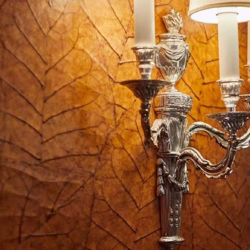 Ornamental metalwork set against a richly textured natural surface.